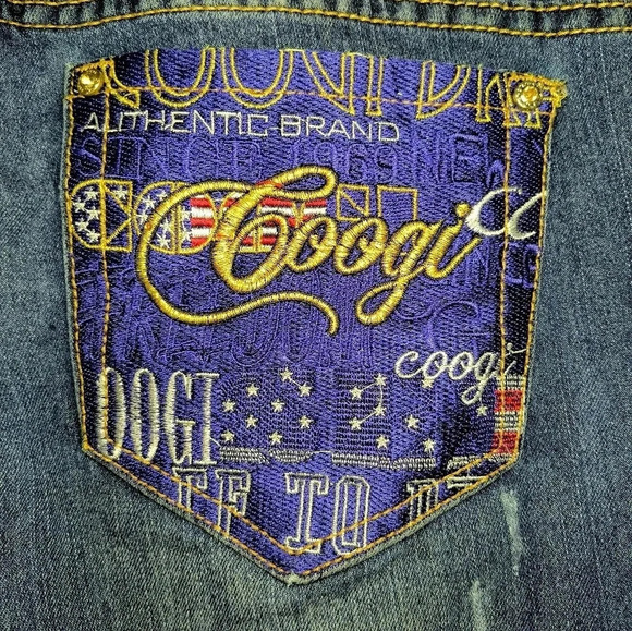COOGI Embroidered Embellished Stretchy Women's Cut Off Jean Shorts, 13/14 - Picture 9 of 12
